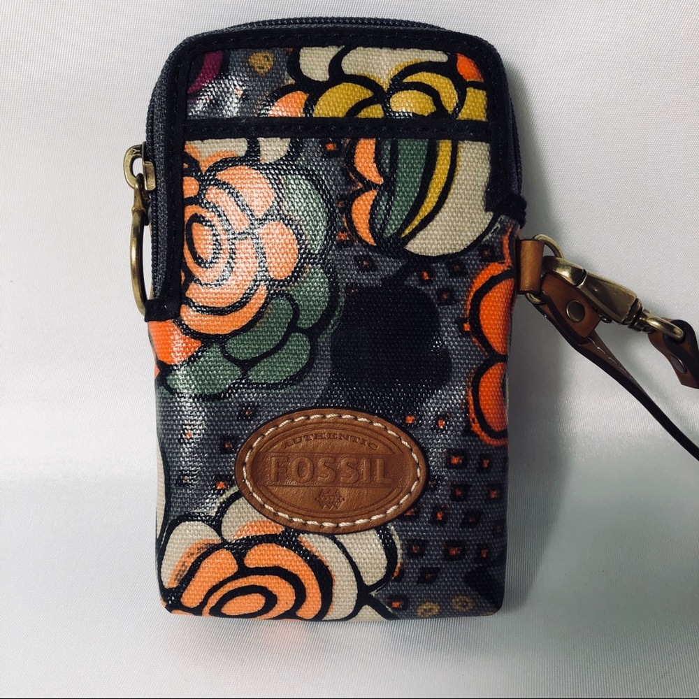 Floral Colorful Fossil Wristlet Pouch